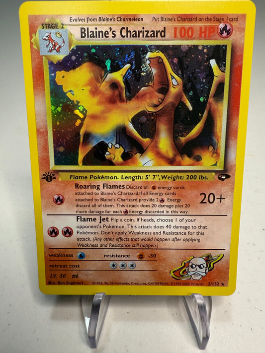Blaine's Charizard 2/132 1st Edition Holo Rare NM High Quality Replica